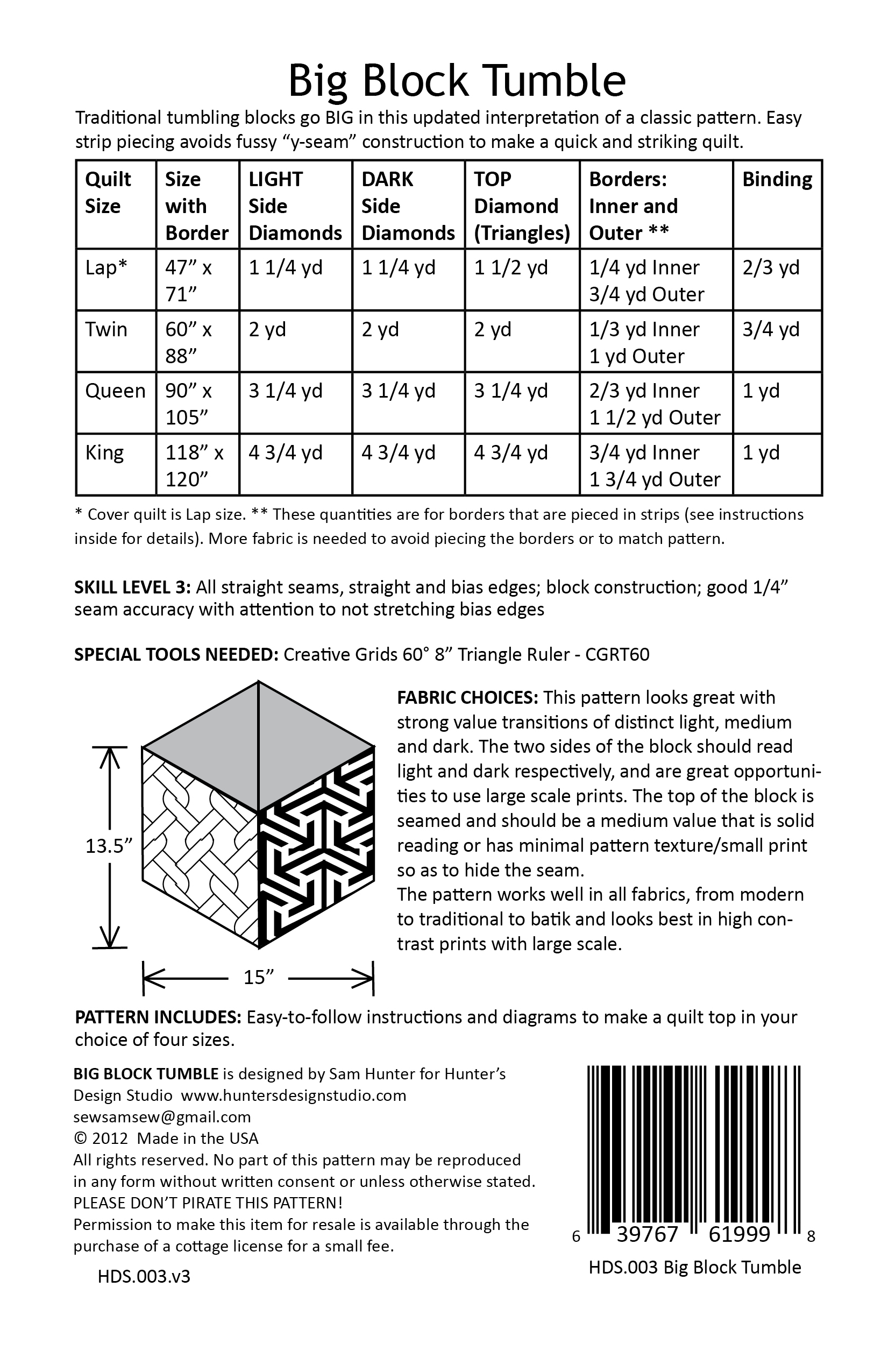 Big Block Tumble - PDF - Hunter's Design Studio