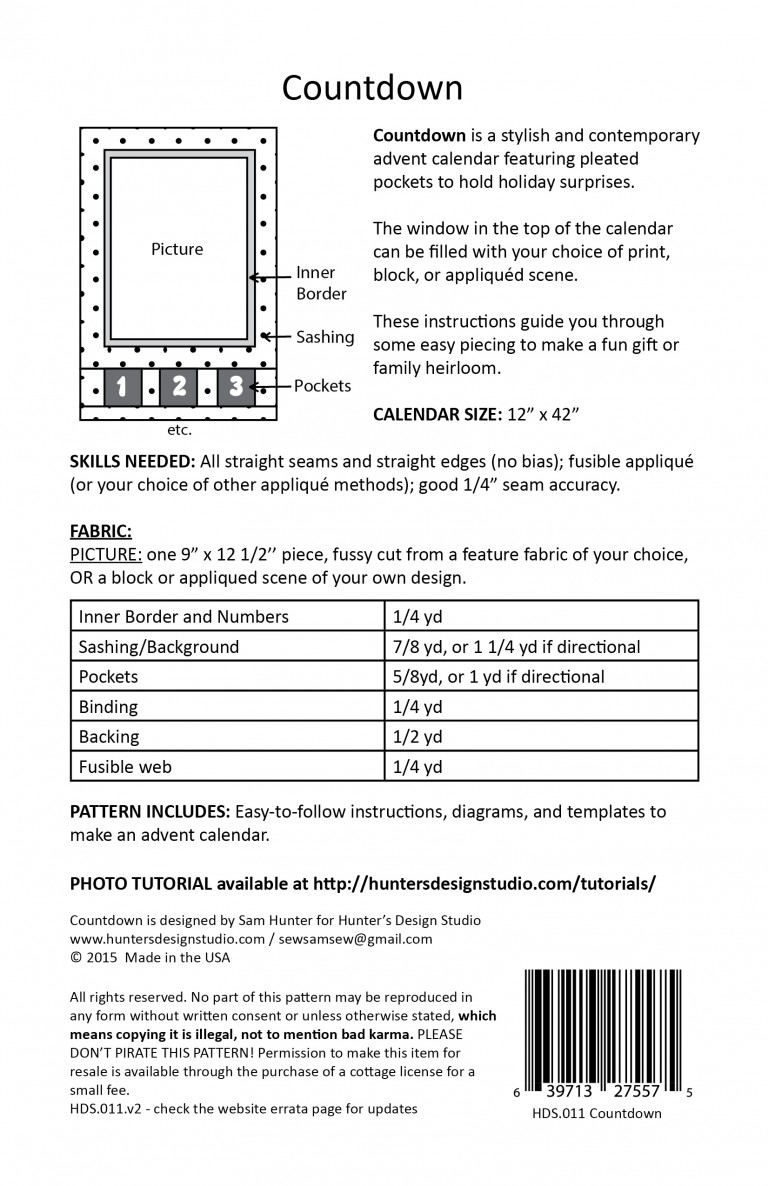 Countdown Advent Calendar - PDF - Hunter's Design Studio