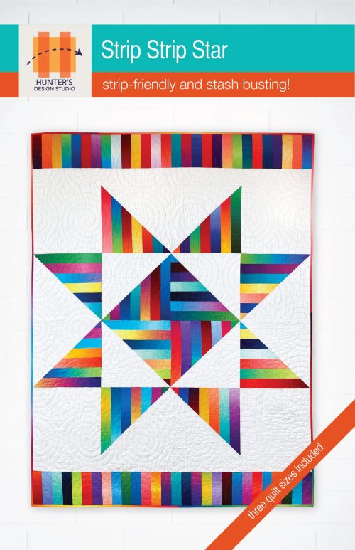 Strip Strip Star is a block-based quilt comes together easily using simple strips and squares.