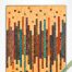 Pattern cover features the Loose Change quilt, an improvisational version of a stack coins quilt, set vertically and features batik fabrics in the autumn colors of yellow, reds, oranges and dark teal.