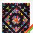 Hitchhikers Star quilt pattern features multicolored African prints with a black background.