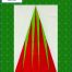 Tree Block is a tall skinny tree foundation paper pieced block featuring five wedges of red coming up from the bottom of the tree and four green wedges coming from the top point of the tree.