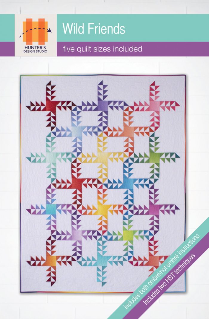 Wild Friends is an interlocking block-based quilt made of simple squares, rectangles, and half-square triangles (HSTs) that can be made using ombré or non-ombré fabric.