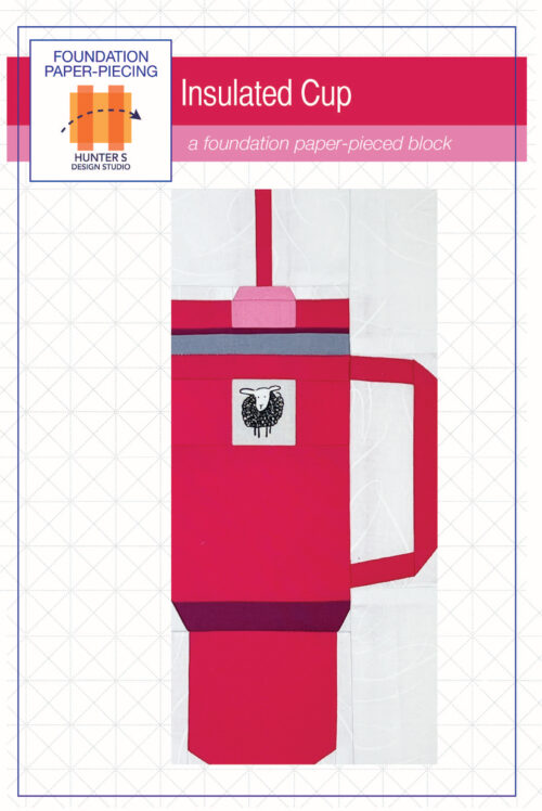 Cover image of an insulated cup block in pink featuring a fussy cut sheep accent.