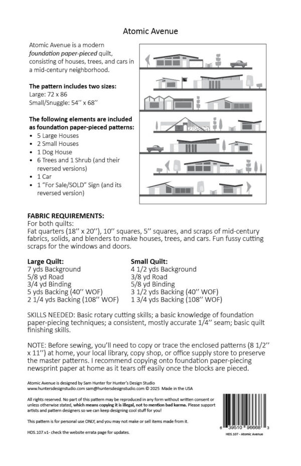 Atomic Avenue - PDF Pattern - Hunter's Design Studio