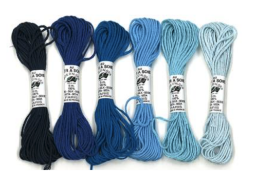 au ver a soie nuances silk thread blue bleu